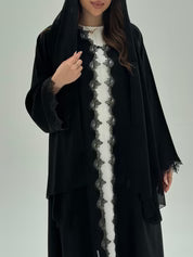 C 1954 Black Bow Lace Abaya